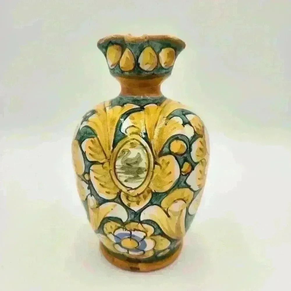 Brightly-Colored Small Hand Painted Pitcher Made In Saca, Castelli Region, Italy - Picture 4 of 11